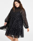 Фото #8 товара Women's Metallic Clip-Dot Tiered Trapeze Dress, Created for Macy's