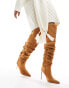 ASOS DESIGN Kingdom heeled ruched over the knee boots in tan