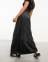 Miss Selfridge textured satin tiered maxi skirt in black