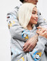 ASOS DESIGN Disney unisex oversized boxy hoodie with Mickey Mouse & Friends sleeve prints in grey marl