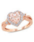 ფოტო #1 პროდუქტის Morganite (1-1/10 ct. t.w.) Lab-Grown White Sapphire (1/3 ct. t.w.) and Diamond Accent Heart Ring in 18k Rose Gold Over Silver