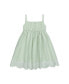 Toddler Girls Organic Sleeveless Ruched Party Dress with Embroidered Hem