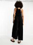 Фото #2 товара ASOS DESIGN minimal crinkle dungaree jumpsuit in black