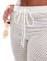 In The Style exclusive crochet wide leg beach trousers in white