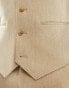 ASOS DESIGN wedding slim wool mix suit waistcoat in beige basketweave texture