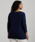 Women's Plus Size Split-Neck Three-Quarter Sleeve Cotton Tunic