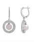 ფოტო #1 პროდუქტის Cultured Freshwater Pearl (7mm) & Diamond (1/10ct. tw.) Halo Earrings in Sterling Silver