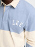 Lee logo colour block rugby polo in light blue
