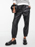 Фото #4 товара Vero Moda Petite leather look tie waist joggers in black