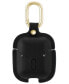 Фото #2 товара Black Leather Apple AirPods Case with Gold-Tone Snap Closure and Carabiner Clip