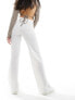 Bershka crinkle flared beach trousers in white