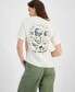 ფოტო #2 პროდუქტის Juniors' Butterfly Graphic Cotton Crewneck T-Shirt