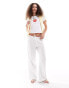 Monki wide leg pull on textured trousers in white weiß, L - EU 46-48 - фото #1