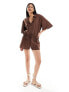 Фото #3 товара Esmee beach oversized beach playsuit in brown