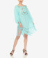 Women's Crocheted Fringed Trim 3/4 Sleeves Cover Up Dress