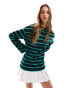 Фото #8 товара ASOS DESIGN 2 in 1 long sleeve sweat dress with pleat skirt in stripe