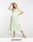 Фото #1 товара Violet Romance Maternity shirred bust midi dress in green gingham