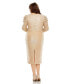 ფოტო #5 პროდუქტის Plus Size Long Sleeve Deep V Draped Shimmer Dress