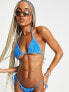 New Girl Order festival triangle bikini top in cobalt towelling