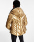 Фото #2 товара Women's Metallic Quilted Hooded Puffer Coat, Created for Macy's