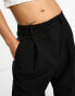 ASOS DESIGN Petite tapered trouser with turn up hem in black