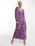 ASOS EDITION sequin wrap midi dress in floral sequin in purple