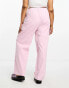 Only Curve wide leg cargo trousers in pale pink