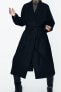 Longline belted wool blend coat