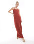 Фото #1 товара ONLY textured maxi cami dress in rust red