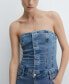 Фото #6 товара Women's Strapless Denim Jumpsuit