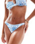 ASOS DESIGN Soleil micro braz bikini bottom in blue Blaues Kachelmuster, 38 - фото #1