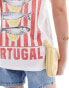 Фото #3 товара ASOS DESIGN oversized t-shirt with Lisbon holiday graphic in ivory