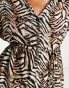 ASOS DESIGN button through beach over shirt in animal print