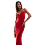 Фото #2 товара Fashionkilla slinky double layered cami wrap bust maxi dress in red