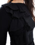 & Other Stories jersey long sleeve top with ruffle applique detail in black