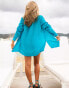 South Beach X Miss Molly metallic beach shirt in sky blue BLAU, 36 - фото #3