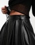 ASOS DESIGN faux leather full prom midi skirt in black