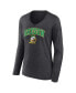 ფოტო #3 პროდუქტის Women's Heather Charcoal Oregon Ducks Evergreen Campus Long Sleeve V-Neck T-shirt