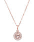 ფოტო #2 პროდუქტის Morganite (1-5/8 ct. t.w.) & Diamond (1/4 ct. t.w.) Halo 18" Pendant Necklace in 14k Rose Gold