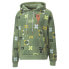 Фото #1 товара Puma Run It Back Printed Basketball Pullover Hoodie Mens Green Casual Outerwear