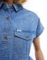 Lee short sleeve drapey denim shirt in light wash