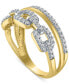 ფოტო #1 პროდუქტის Diamond Double Row Chain Link Statement Ring (3/8 ct. t.w.) in 14k Gold-Plated Sterling Silver