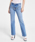 ფოტო #1 პროდუქტის Women's Embellished-Chain Straight-Leg Denim Jeans