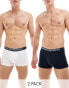 Фото #1 товара Emporio Armani Bodywear 2 pack ribbed cotton trunks in navy and white