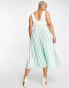 Фото #2 товара ASOS DESIGN Curve satin pleated midi skirt in mint green