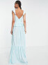 Фото #2 товара ASOS DESIGN Tall corset detail pleated tiered maxi dress in dusty blue