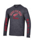 Men's Heather Black Distressed Detroit Red Wings Multi-Logo Tri-Blend Long Sleeve T-shirt