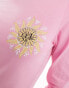 Pieces long sleeved sunflower slogan t-shirt in pink