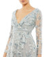 Women's Embellished V Neck Illusion Long Sleeve A Line Gown