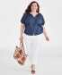 ფოტო #2 პროდუქტის Plus Size Embroidered Blouse, Created for Macy's